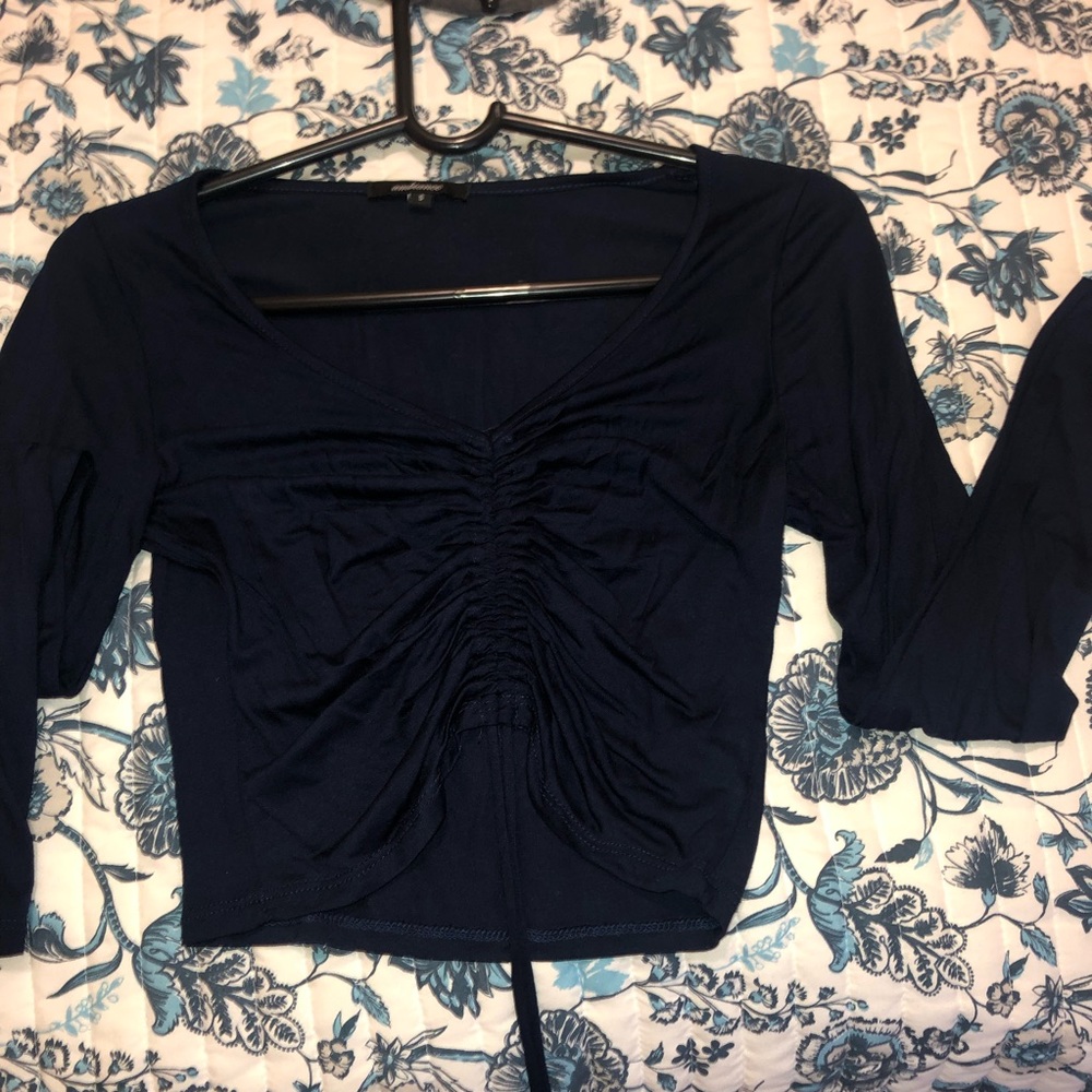 Dark Blue Long Sleeve Crop - Light Weight